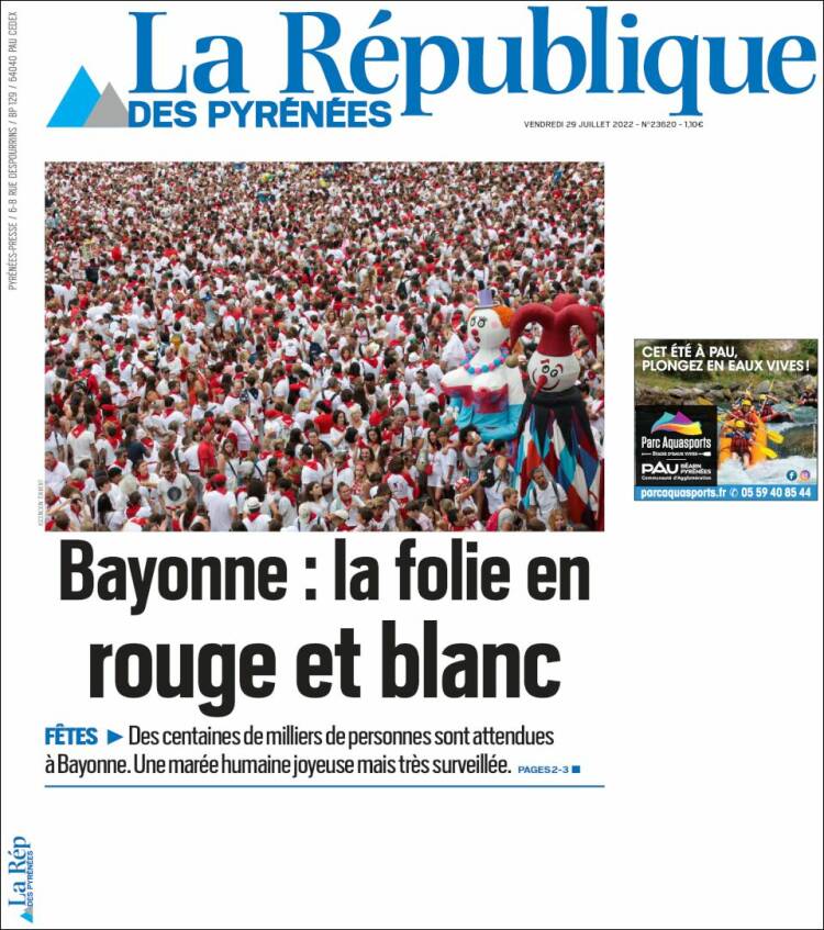 Portada de La République des Pyrénées (Francia)