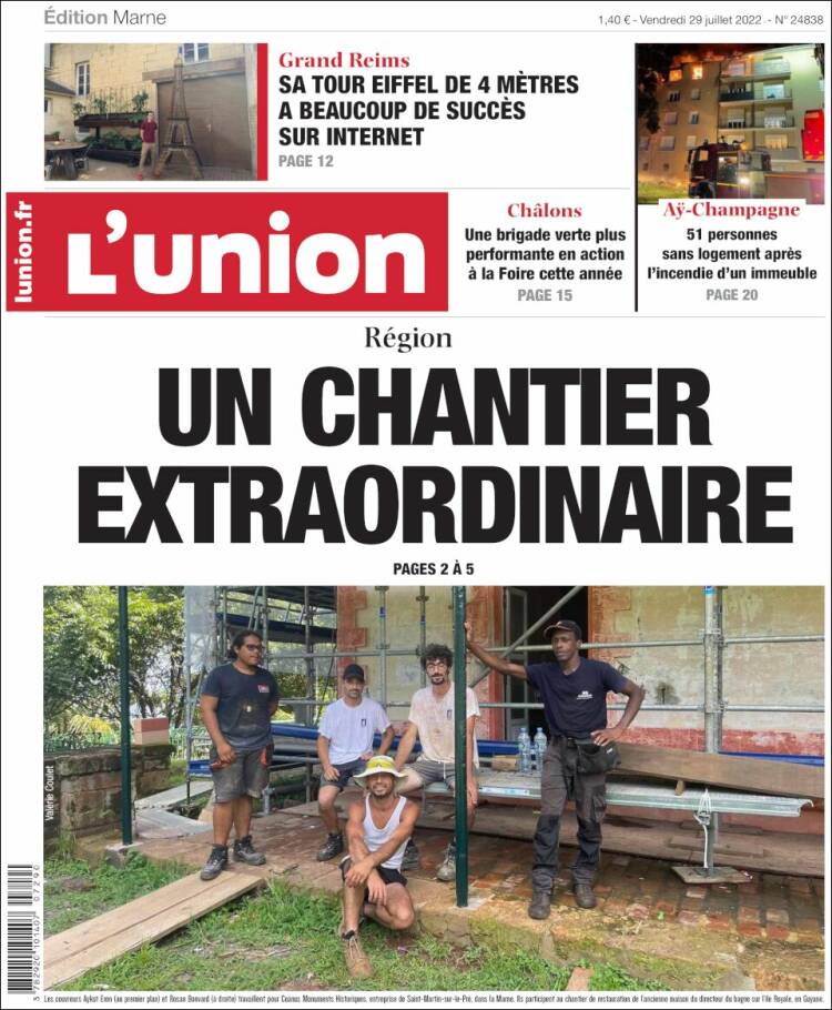 Portada de L'Union (Francia)