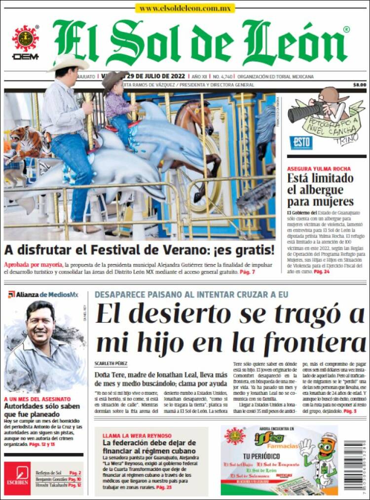 Portada de El Sol de León (M&eacute;xico)