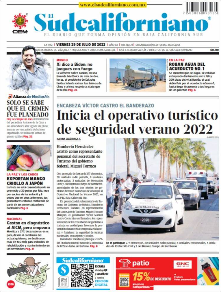 Portada de El Sudcaliforniano (M&eacute;xico)