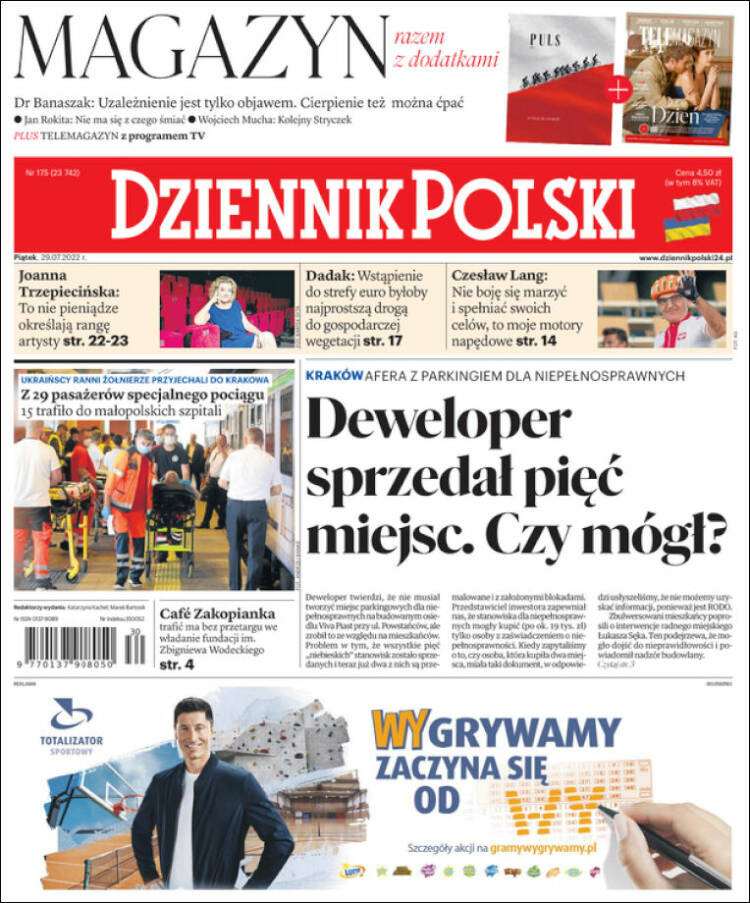 Newspaper Dziennik (Poland). Newspapers in Poland. Friday's edition