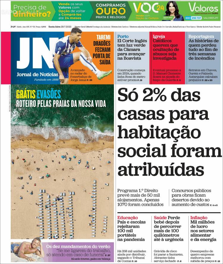 Portada de Jornal de Notícias (Portugal)