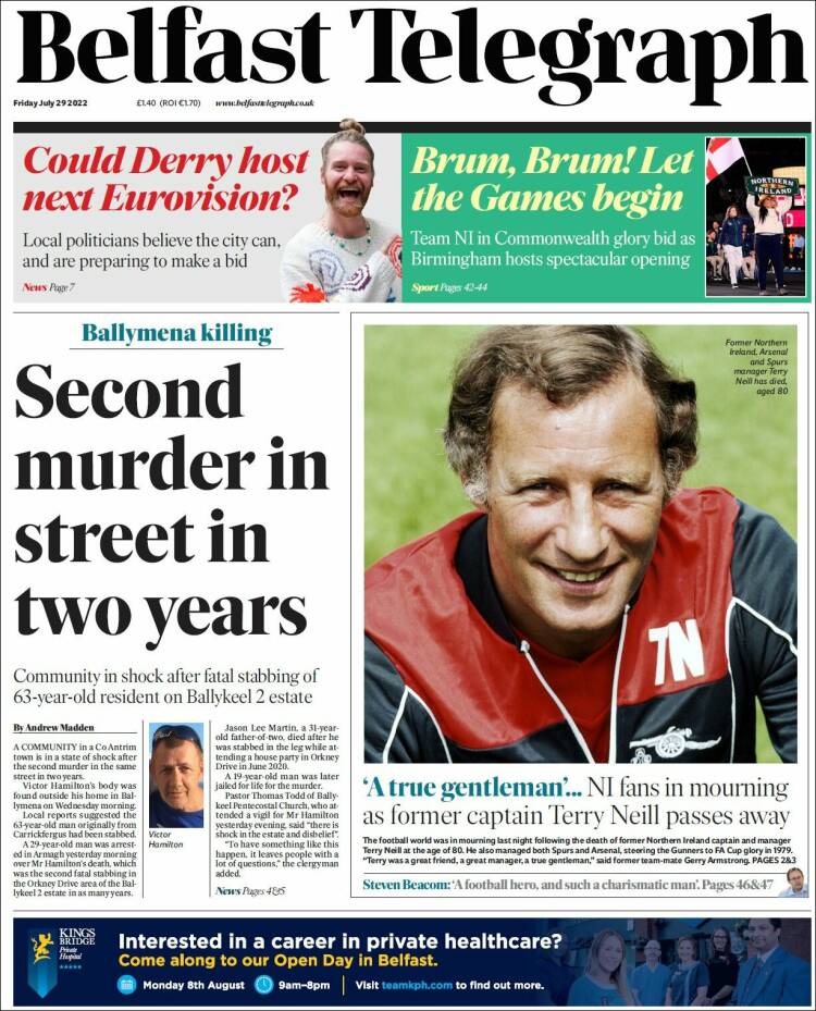 Portada de Belfast Telegraph (United Kingdom)