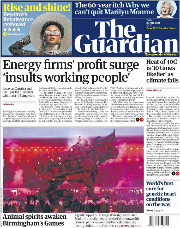 Portada de The Guardian (United Kingdom)