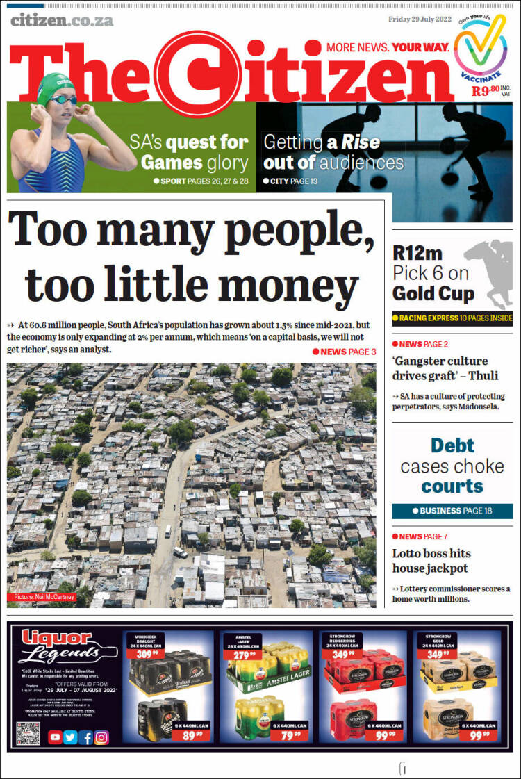 Portada de The Citizen (Sud&aacute;frica)