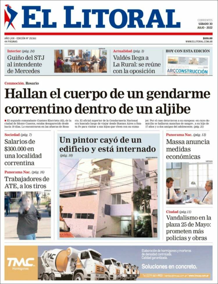 Portada de El Litoral Corrientes (Argentina)