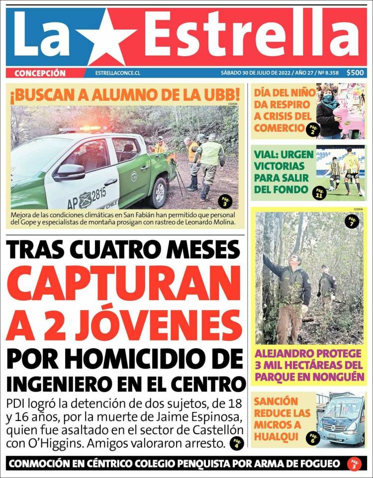 Portada de La Estrella de Concepción (Chile)