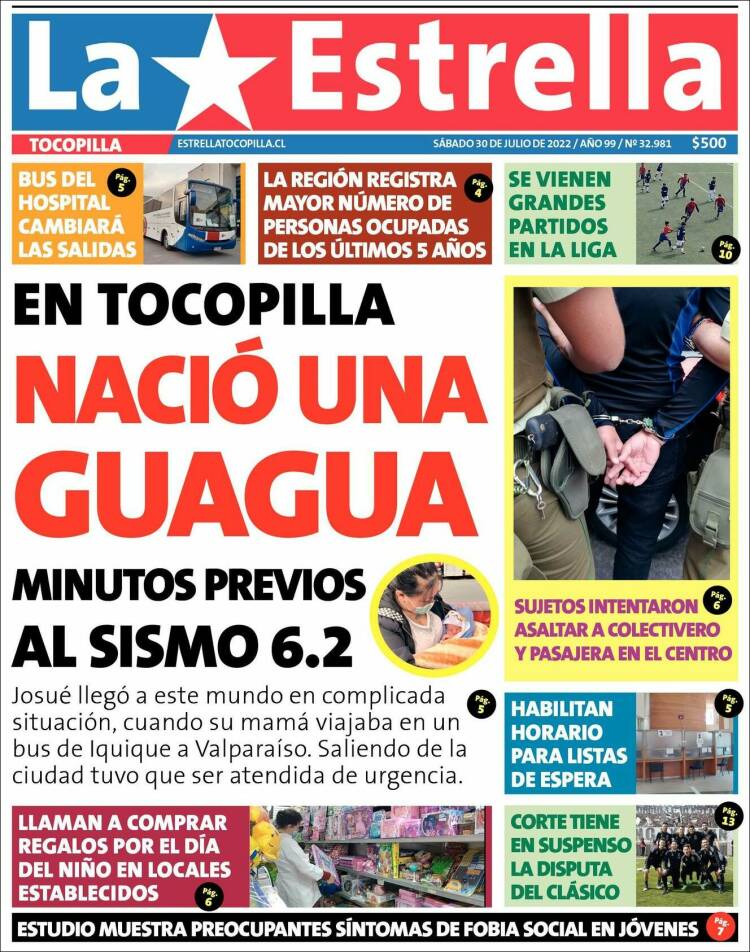 Portada de La Estrella de Tocopilla (Chile)