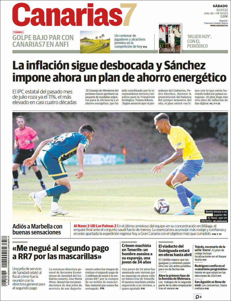 Portada de Canarias 7 (España)