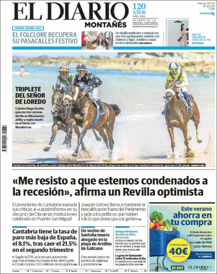 Portada de El Diario Montañés (España)