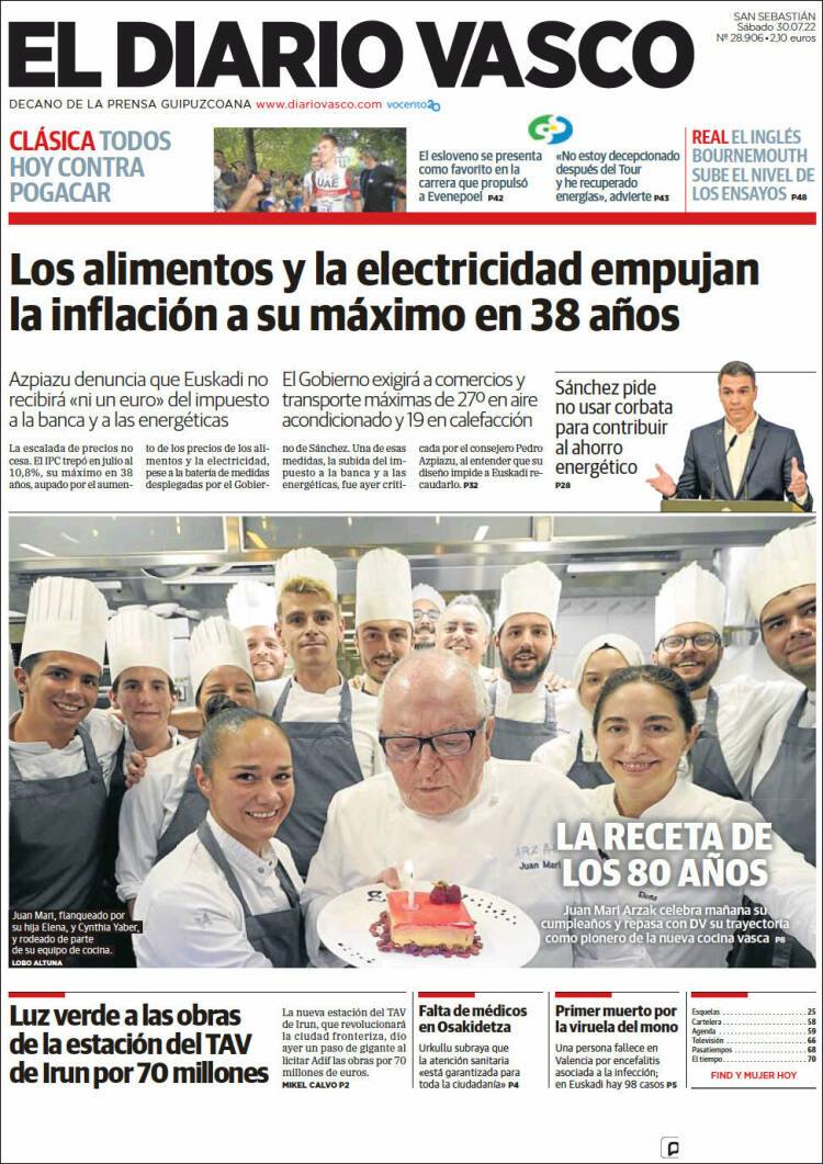 Portada de Diario Vasco (España)