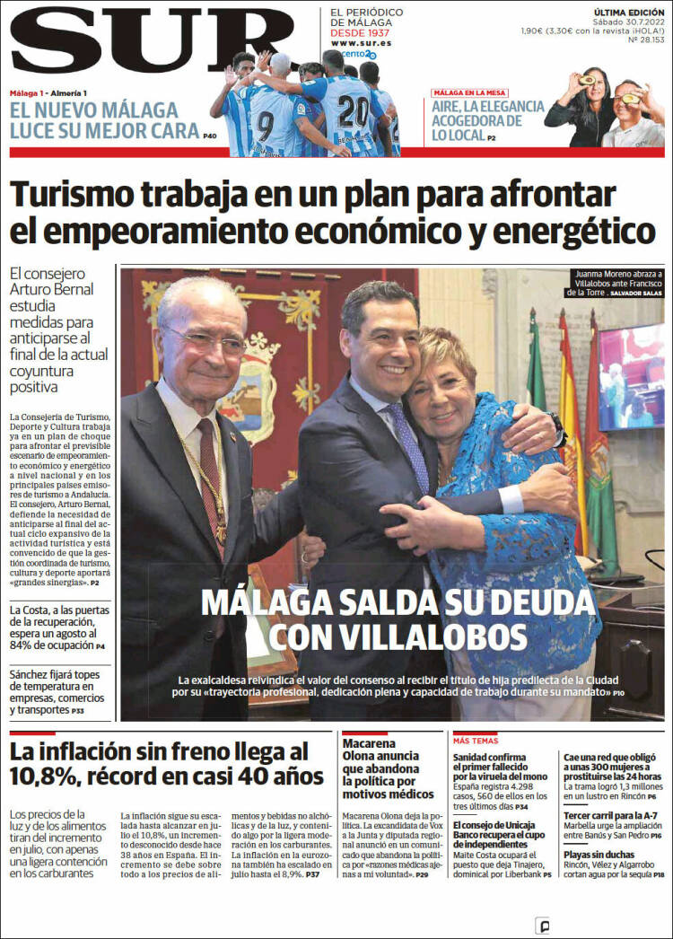 Portada de Diario el Sur (España)