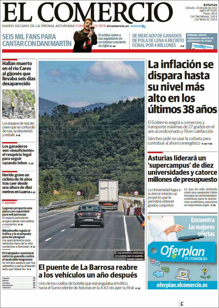 Portada de El Comercio (España)