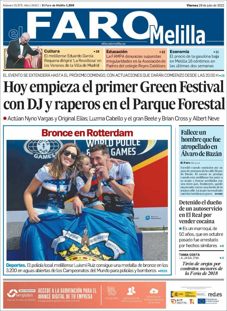 Portada de El Faro de Melilla (España)