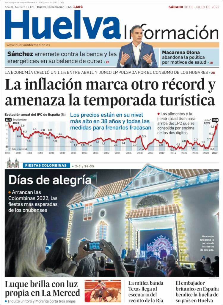Portada de Huelva Información (España)