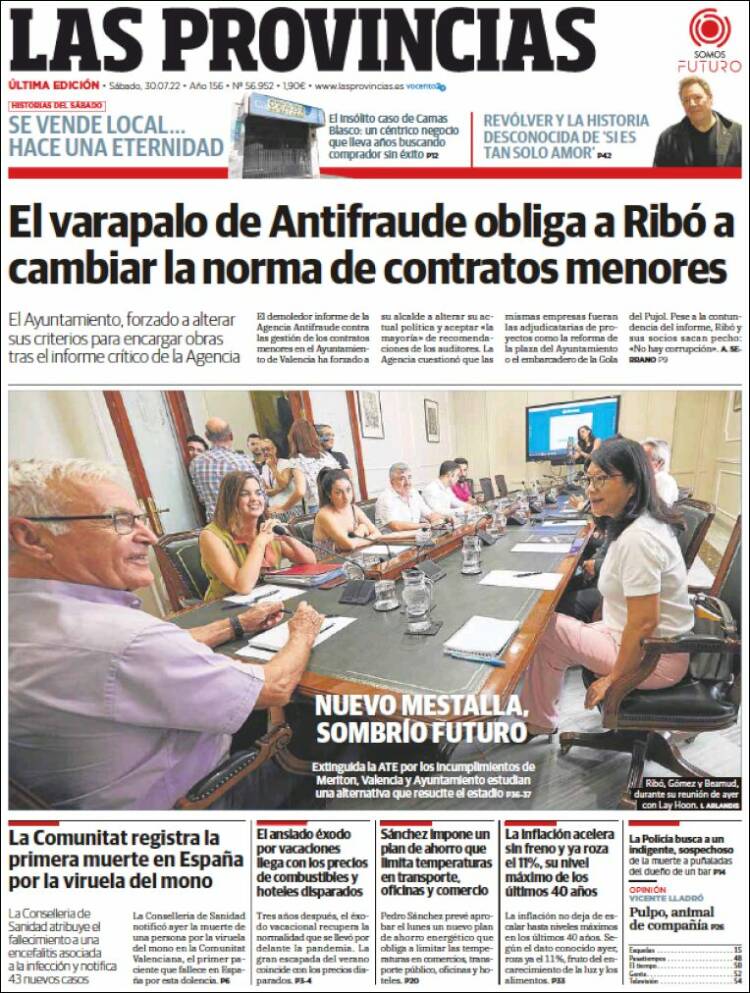 Portada de Las Provincias (España)
