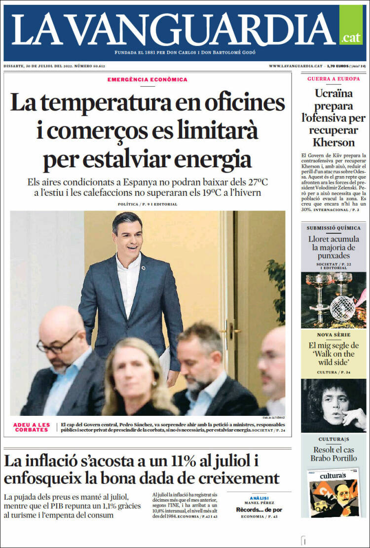 Portada de La Vanguardia (España)