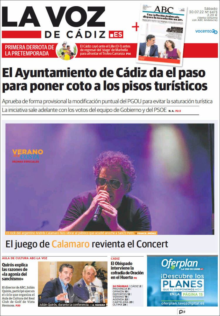Portada de La Voz de Cádiz (España)