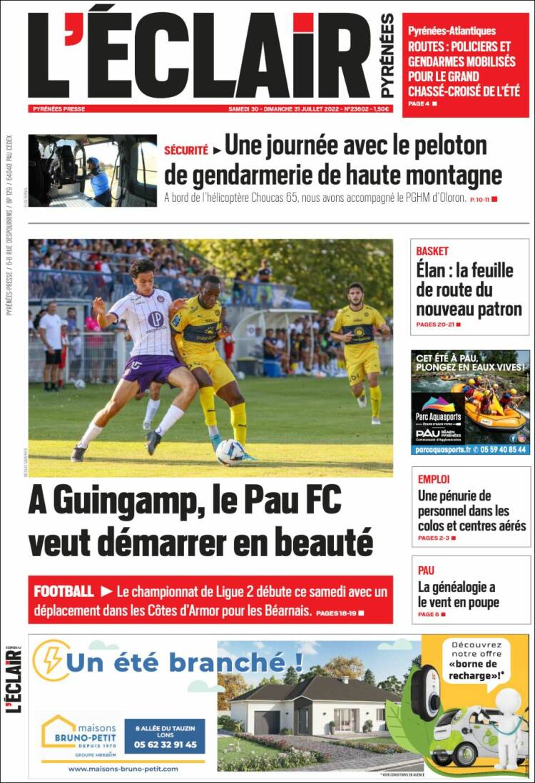 Portada de L'Eclair des Pyrénées (Francia)