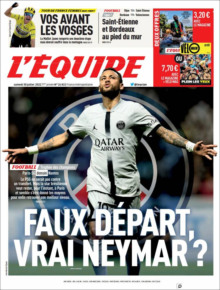 Portada de L'Equipe (Francia)