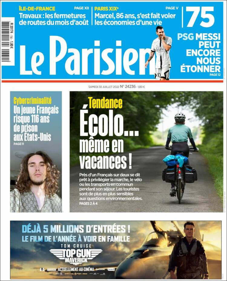 Portada de Le Parisien (Francia)