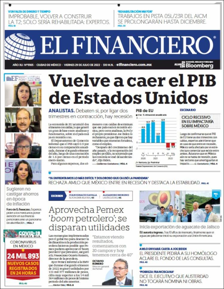 Portada de El Financiero (M&eacute;xico)