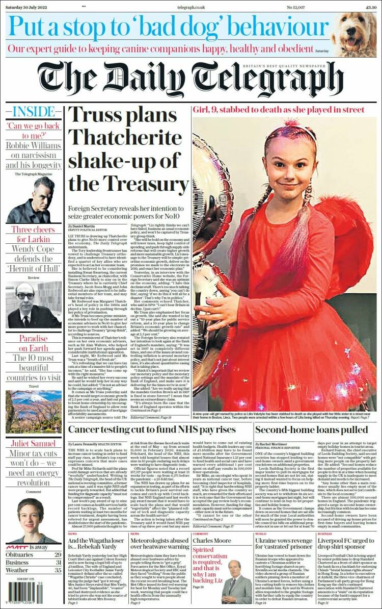 Portada de Daily Telegraph (Reino Unido)