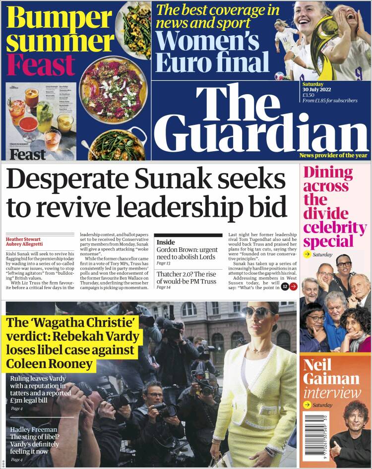 Portada de The Guardian (Reino Unido)