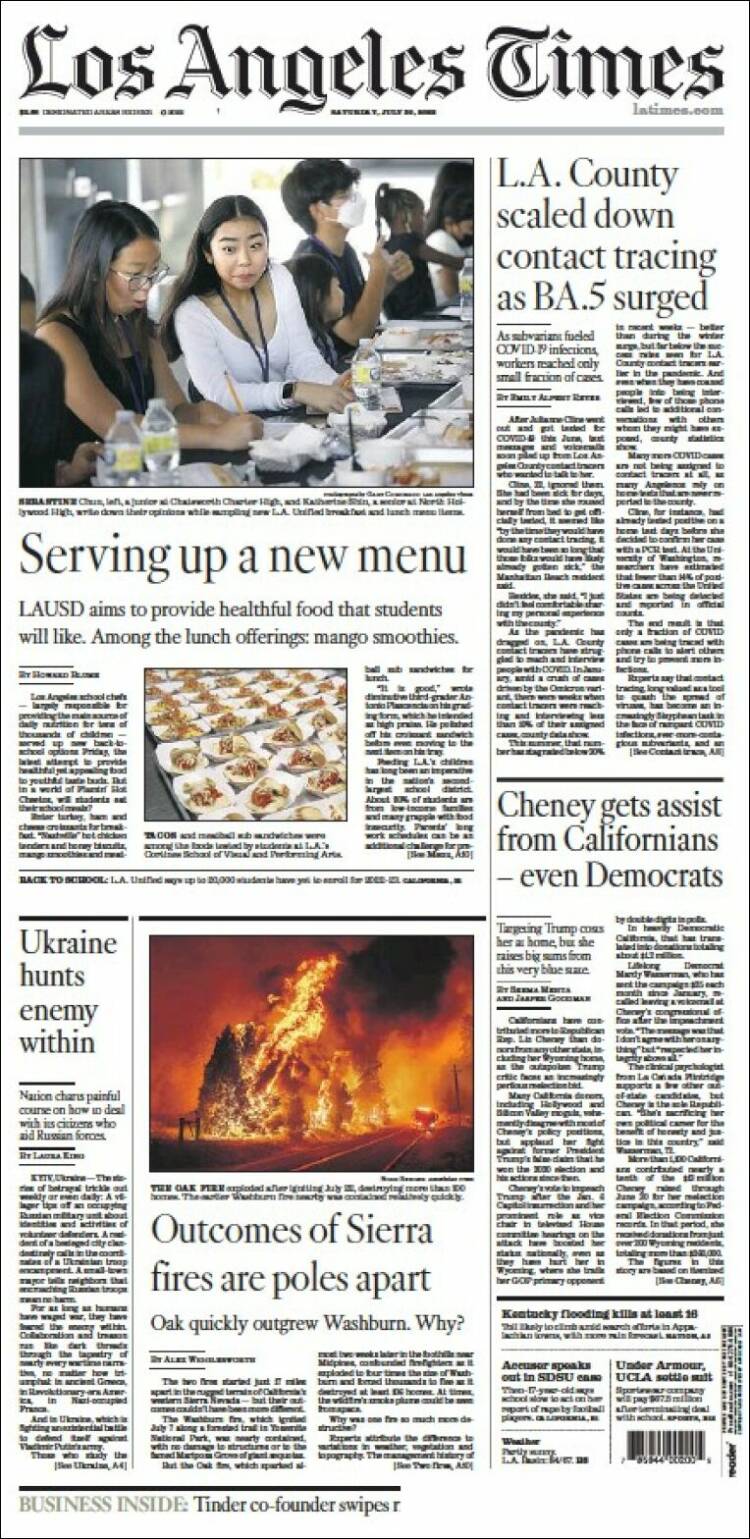 Portada de Los Angeles Times (USA)