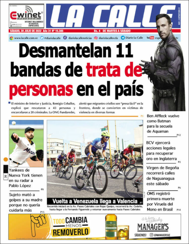 Portada de Diario La Calle (Venezuela)