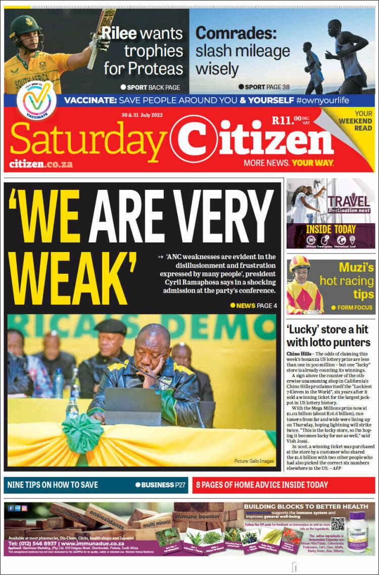 Portada de The Citizen (Sud&aacute;frica)