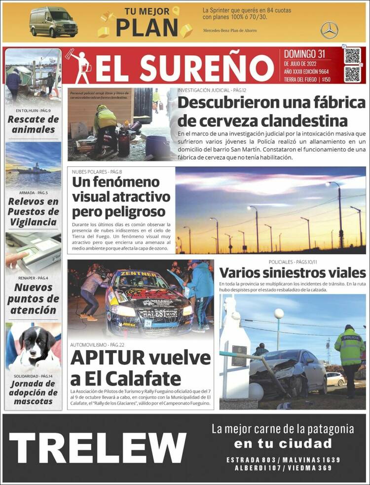 Portada de Diario El Sureño (Argentina)