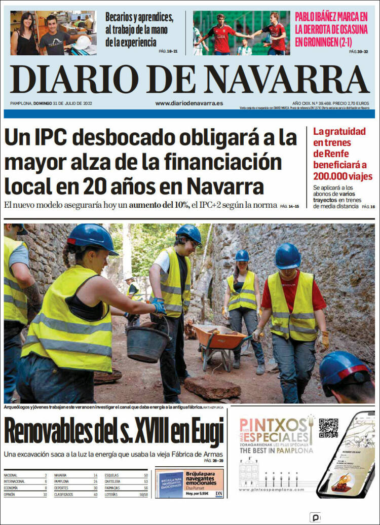 Portada de Diario de Navarra (España)