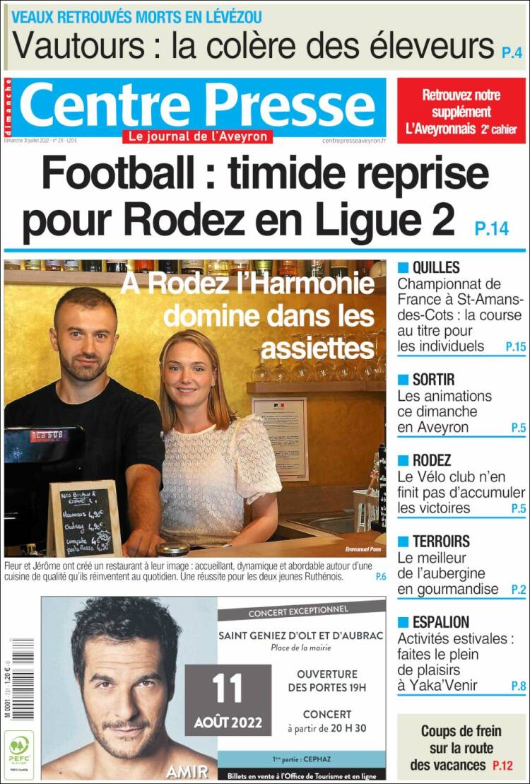 Portada de Centre Presse (Francia)