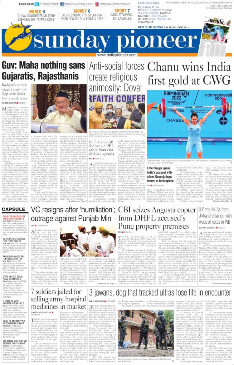 Portada de The Pioneer (India)