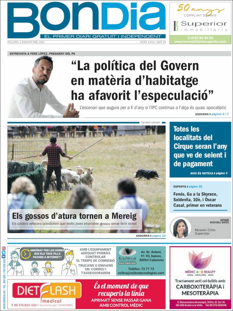 Portada de Diari Bondia (Andorra)