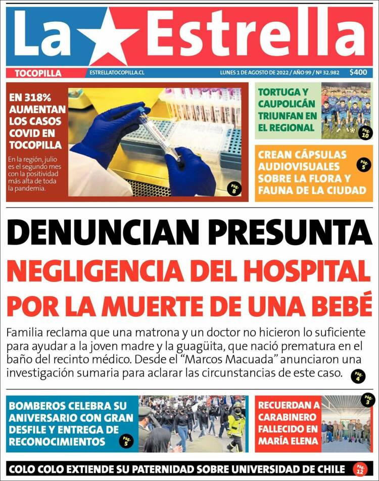 Portada de La Estrella de Tocopilla (Chile)