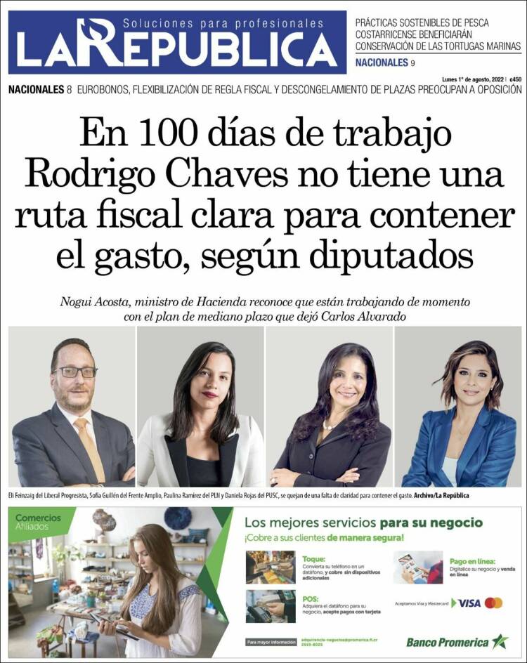 Portada de La República (Costa Rica)