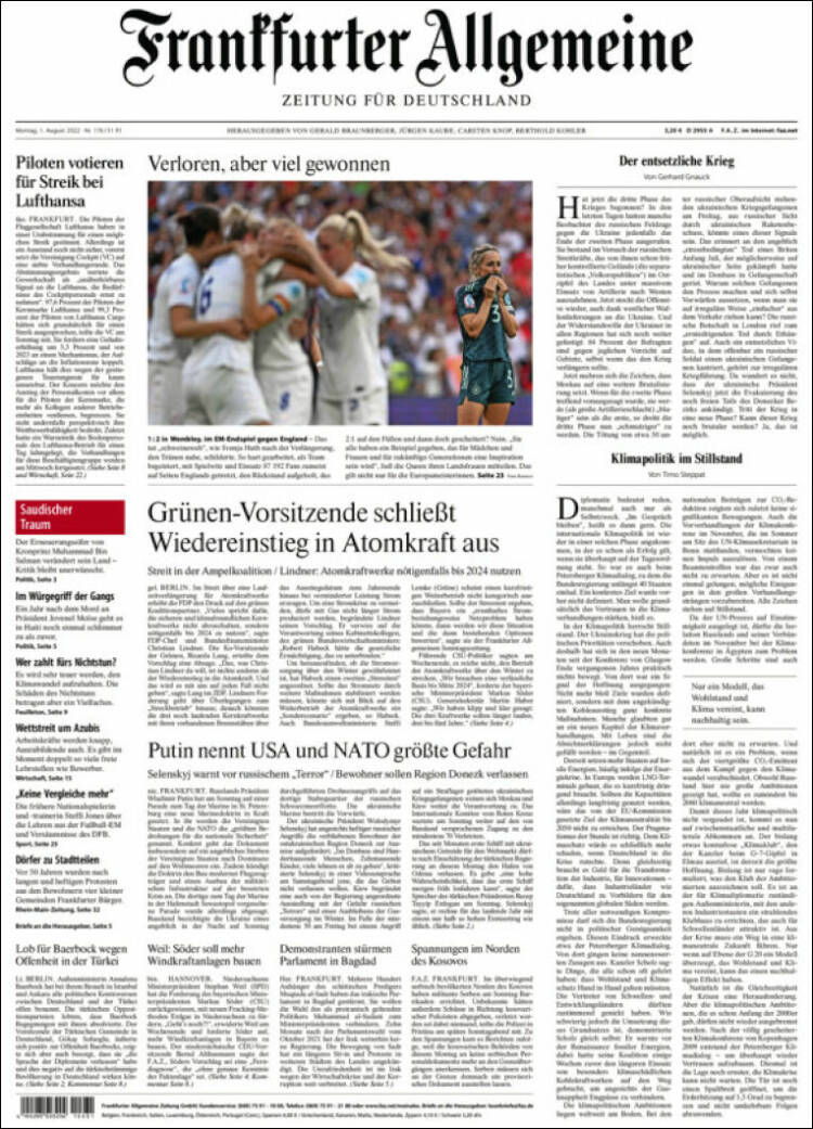 Portada de Frankfurter Allgemeine (Alemania)