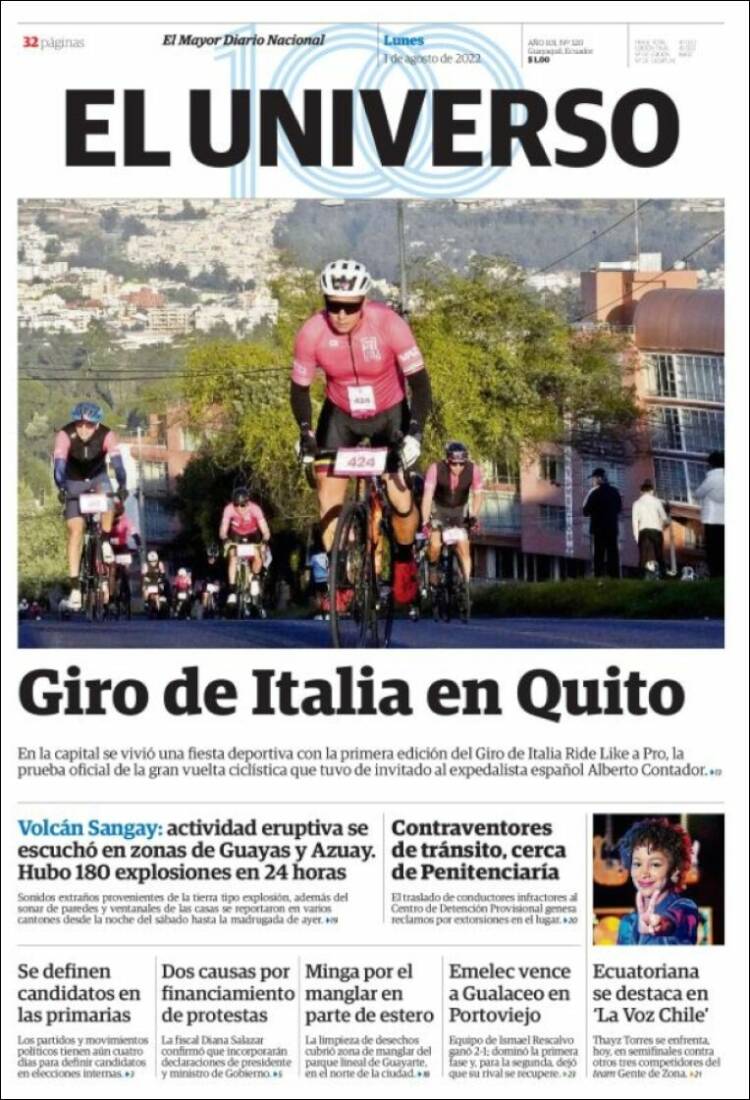 Portada de El Universo - Ecuador (Ecuador)