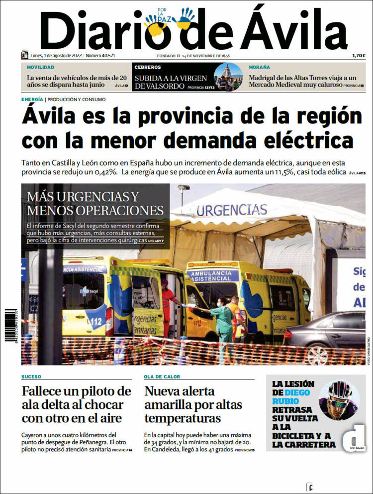Portada de Diario de Ávila (España)