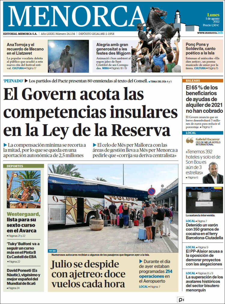 Portada de Menorca - Diario Insular (Spain)