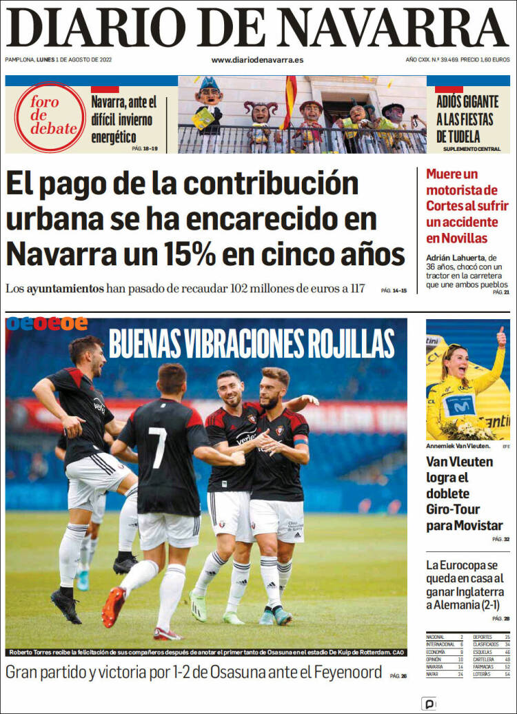 Portada de Diario de Navarra (España)