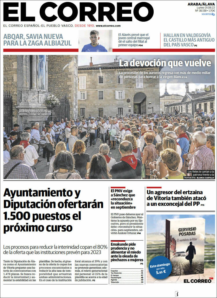 Portada de El Correo - Álava (España)