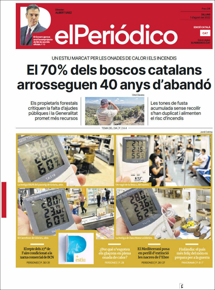 Portada de El Periódico de Catalunya (España)