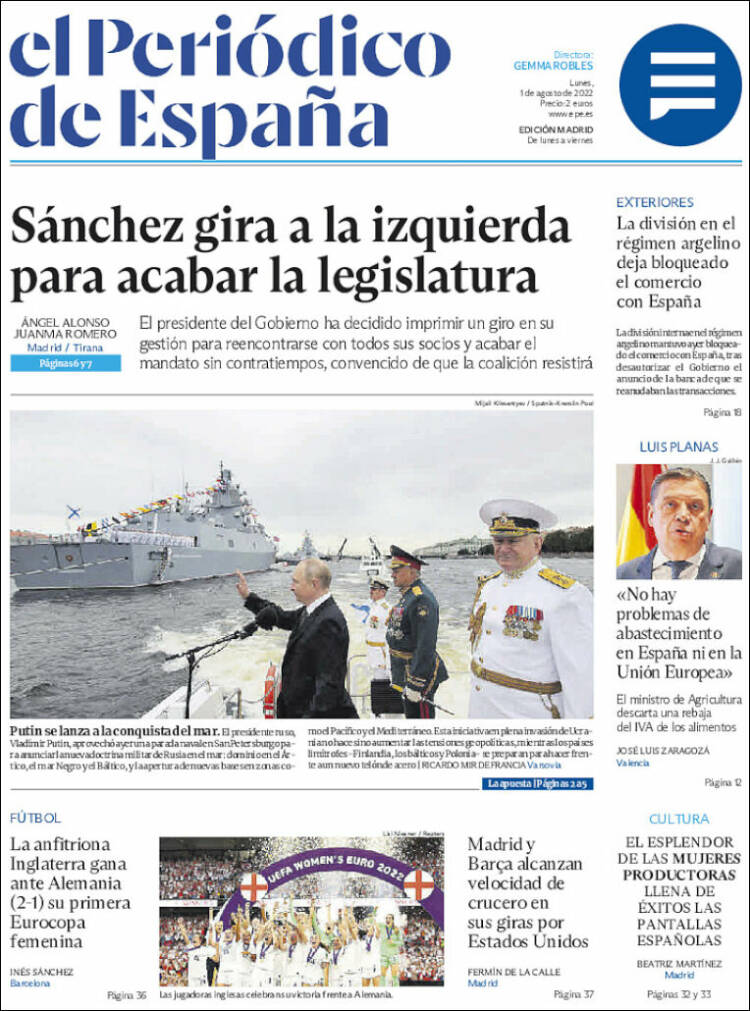 Portada de El Periódico de España (Espagne)