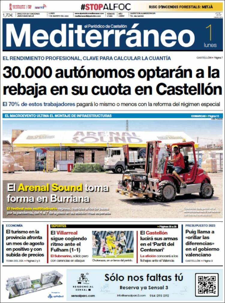 Portada de El Periódico Mediterraneo (Spain)