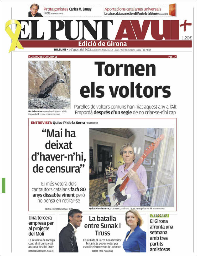 Portada de El Punt Avui - Girona (España)