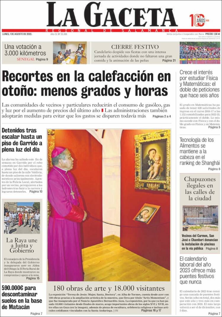 Portada de La Gaceta de Salamanca (España)