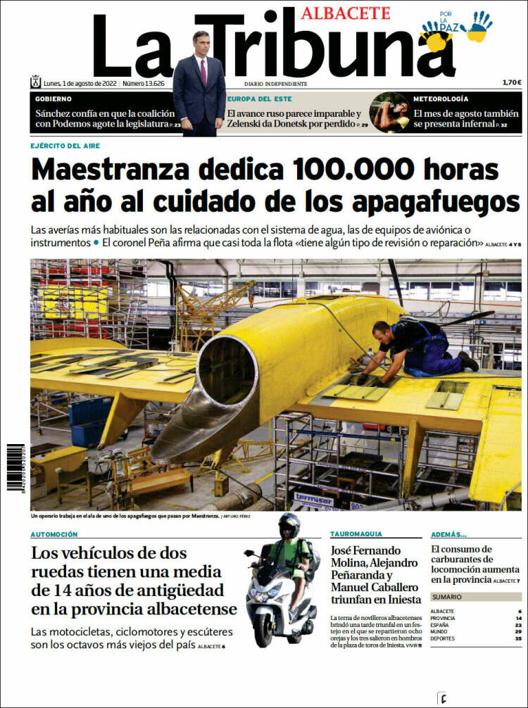 Portada de La Tribuna de Albacete (España)